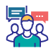 An icon that shows people talking, demonstrating their expertise